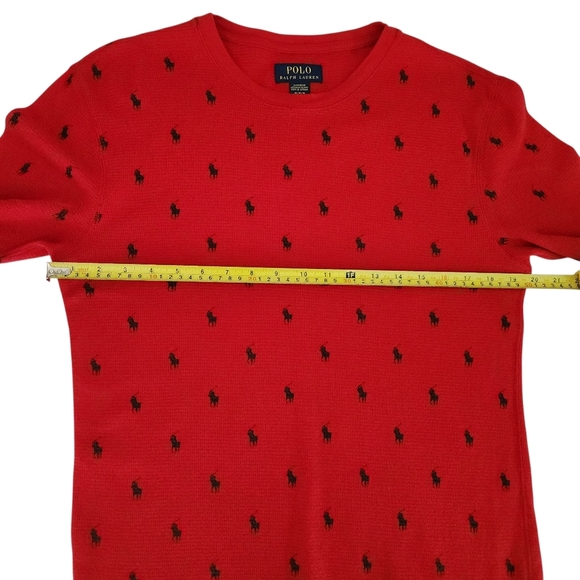 POLO RALPH LAUREN Red Thermal Knit Sleepwear Top Medium - Picture 2 of 11